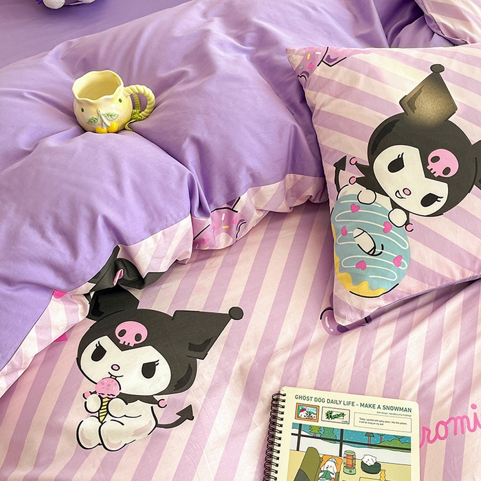 91家纺网 家纺一手货源 找家纺 桃子家居 2024新款三丽鸥正版授权全棉卡通系列四件套 棉三丽鸥-美美库洛米