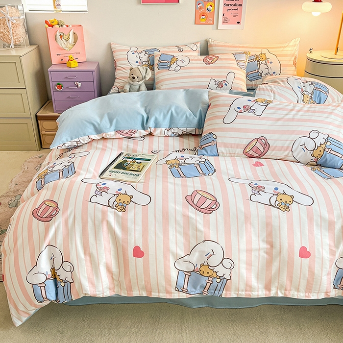 91家纺网 家纺一手货源 找家纺 桃子家居 2024新款三丽鸥正版授权全棉卡通系列四件套 棉三丽鸥-快乐旅行