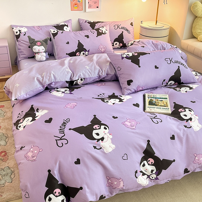 91家纺网 家纺一手货源 找家纺 桃子家居 2024新款三丽鸥正版授权全棉卡通系列四件套 棉三丽鸥-梦想库洛米