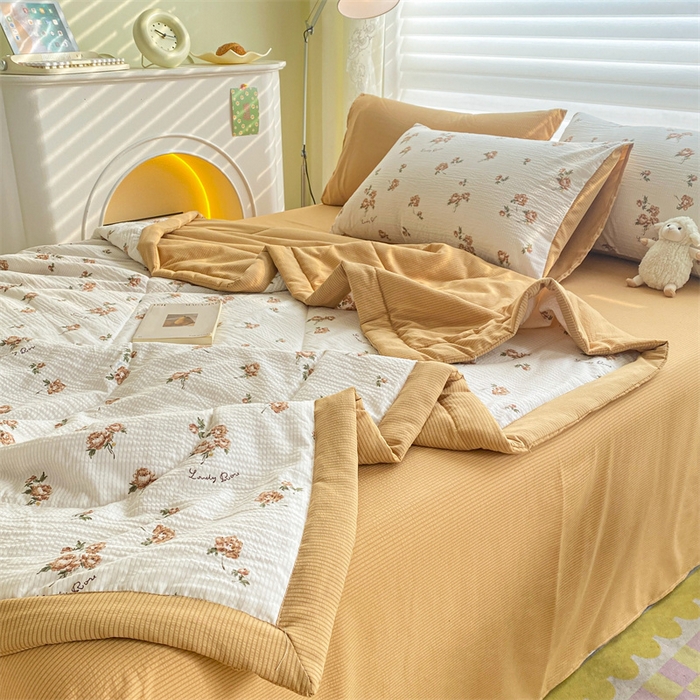 91家纺网 家纺一手货源 找家纺 可思家纺 2024新款A类泡泡纱夏被四件套 朝朝暮暮