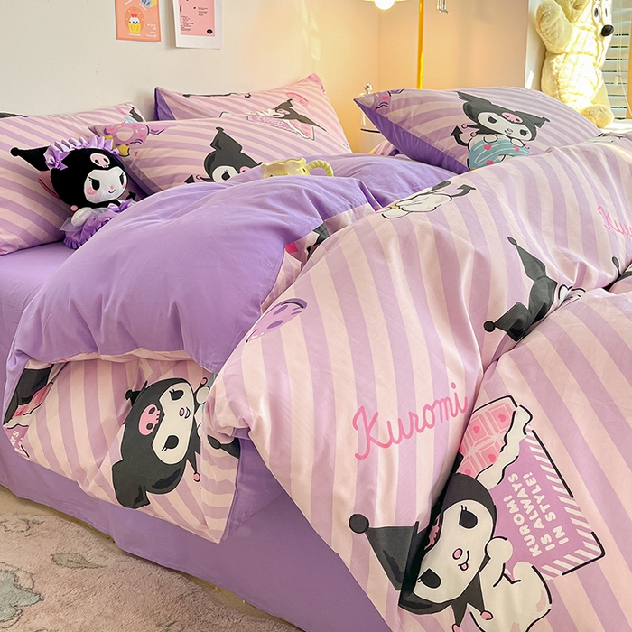 91家纺网 家纺一手货源 找家纺 桃子家居 2024新款三丽鸥正版授权全棉卡通系列四件套 棉三丽鸥-美美库洛米