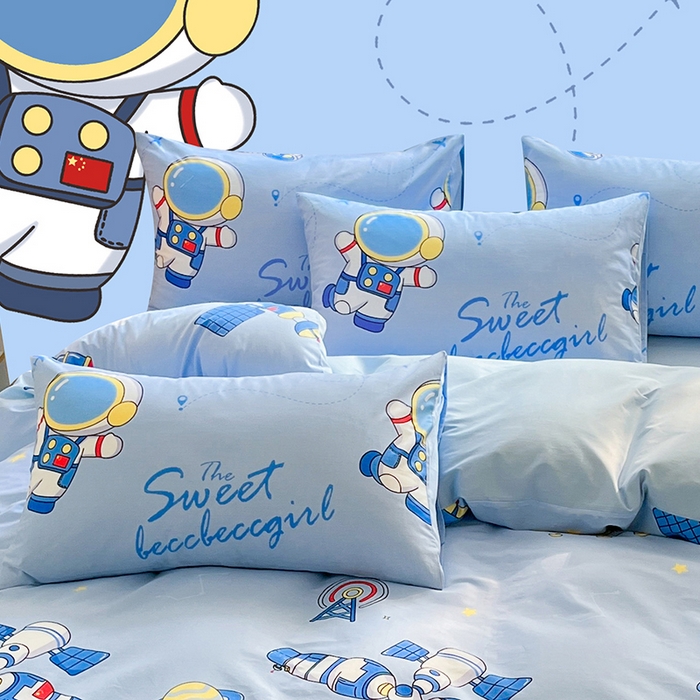 91家纺网 家纺一手货源 找家纺 金鑫汇家纺 2024新款全棉纯棉卡通印花四件套单品系列-单枕套 宇宙奥秘