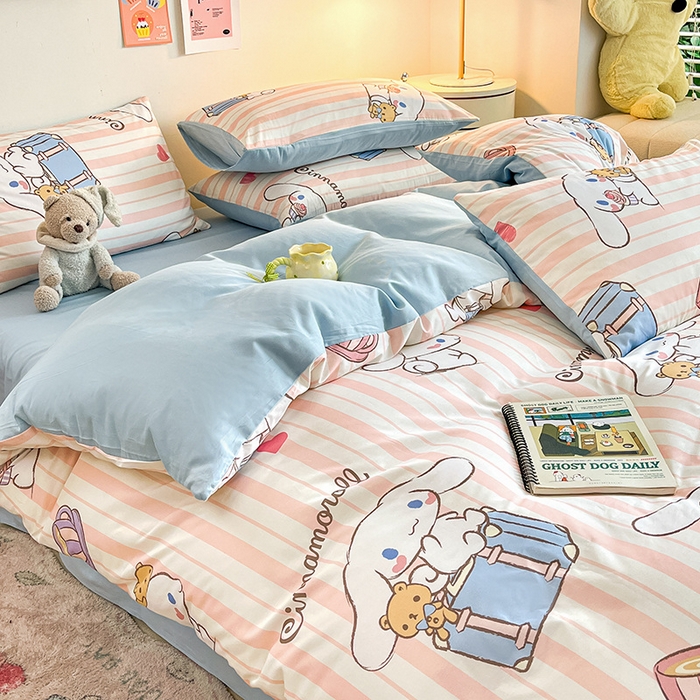 91家纺网 家纺一手货源 找家纺 桃子家居 2024新款三丽鸥正版授权全棉卡通系列四件套 棉三丽鸥-快乐旅行