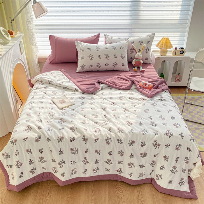 91家纺网 家纺一手货源 找家纺 可思家纺 2024新款A类泡泡纱夏被四件套 幽香