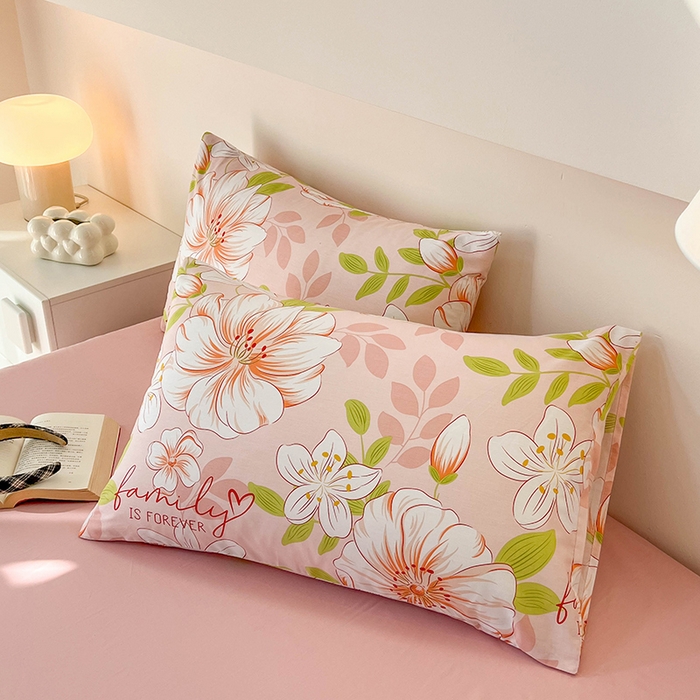 91家纺网 家纺一手货源 找家纺 金鑫汇家纺 2024新款全棉纯棉卡通印花四件套单品系列-单枕套 繁花之恋