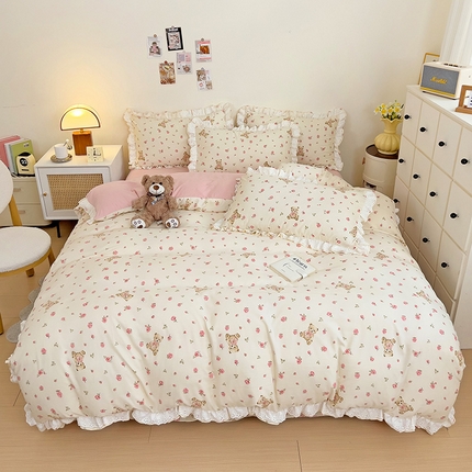 91家纺网 家纺一手货源 找家纺 （总）富米莱（原臻工厂） 2024新款小碎花花边夏被四件套