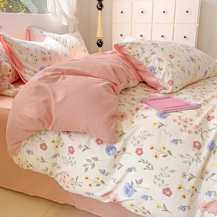 91家纺网 家纺一手货源 找家纺 优选良品 2025新款直播爆款母婴级水洗皱皱棉四件套小碎花被套床笠款三件套 纳里庄园