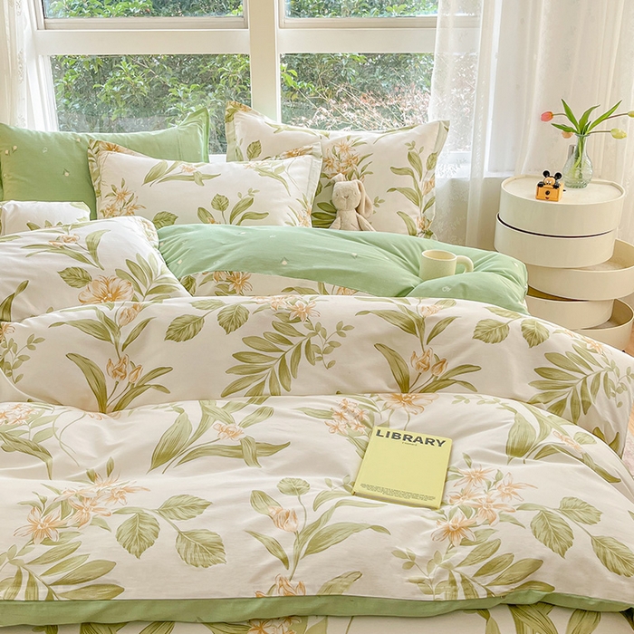 91家纺网 家纺一手货源 找家纺 绵庭家纺 2024新款AB版全棉印花系列四件套 羽飞舞