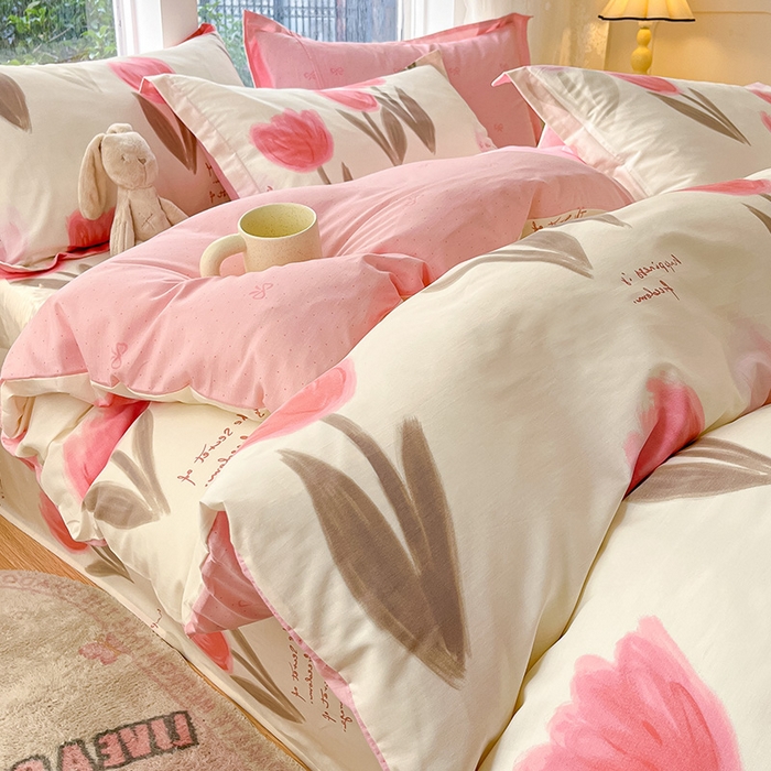 91家纺网 家纺一手货源 找家纺 绵庭家纺 2024新款AB版12868全棉印花单被套 尤拉朵