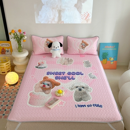 91家纺网 家纺一手货源 找家纺 美乐迪 2024新款大版乳胶凉席 甜心狗狗