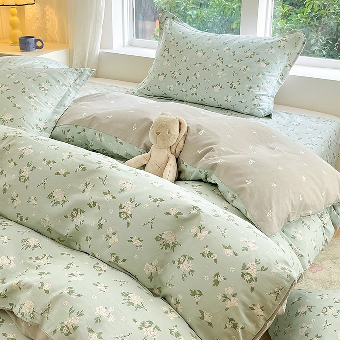 91家纺网 家纺一手货源 找家纺 绵庭家纺 2024新款AB版12868全棉印花单枕套 盛夏茶花