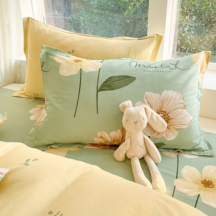 91家纺网 家纺一手货源 找家纺 绵庭家纺 2024新款AB版全棉印花系列四件套 千垛嫚柔