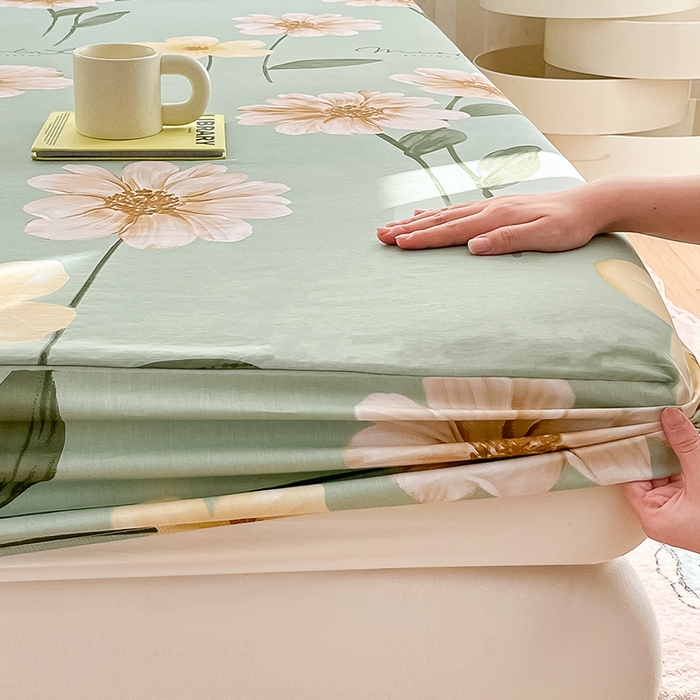 91家纺网 家纺一手货源 找家纺 绵庭家纺 2024新款AB版12868全棉印花单床笠  千垛嫚柔