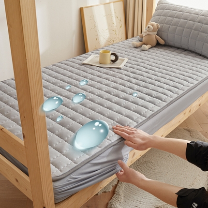 91家纺网 家纺一手货源 找家纺 爱思凯家纺 2025新款曲线格床笠（学生-防水） 天空灰