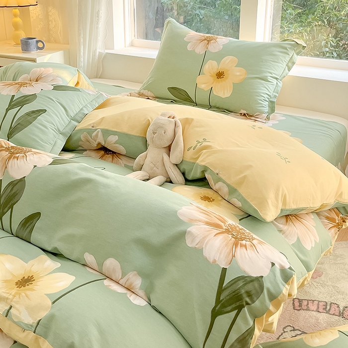 91家纺网 家纺一手货源 找家纺 绵庭家纺 2024新款AB版全棉印花系列四件套 千垛嫚柔