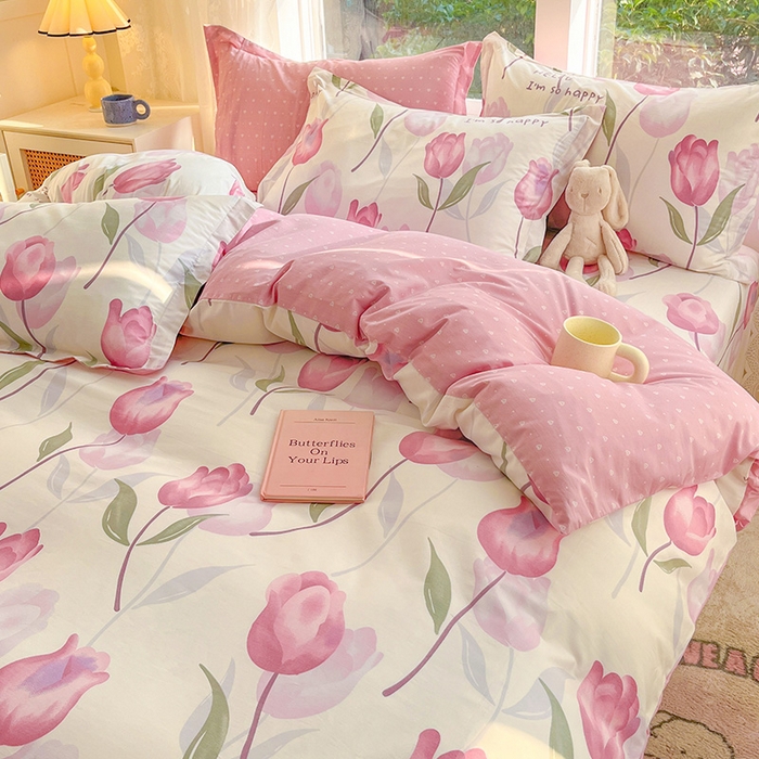 91家纺网 家纺一手货源 找家纺 绵庭家纺 2024新款AB版12868全棉印花单枕套 花梦里