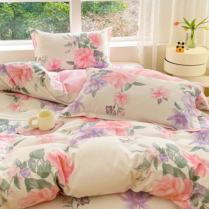 91家纺网 家纺一手货源 找家纺 绵庭家纺 2024新款AB版12868全棉印花单枕套 水榭听香-米