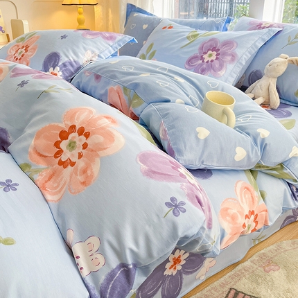 绵庭家纺 2024新款AB版12868全棉印花单被套 繁花似锦