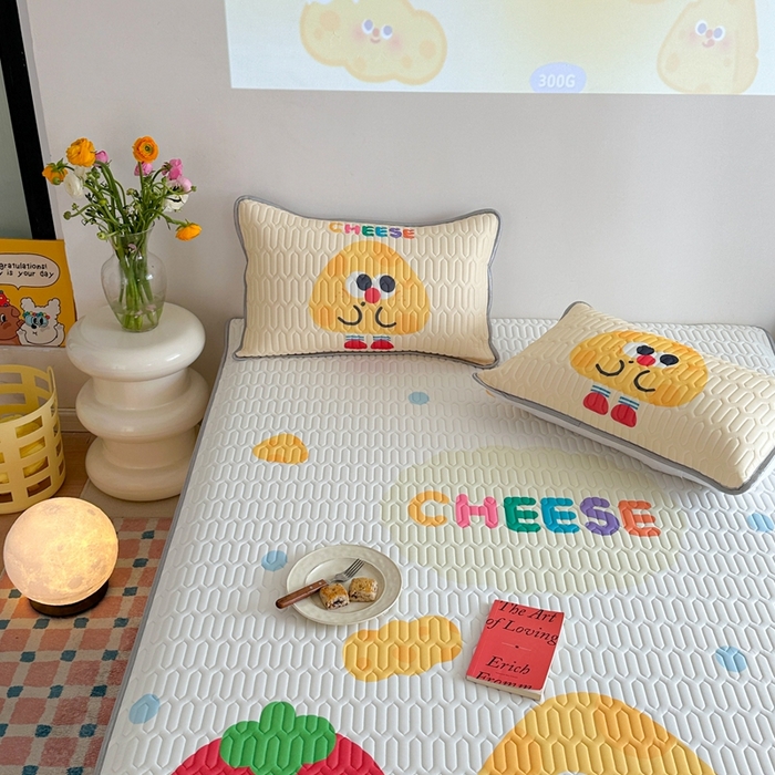 91家纺网 家纺一手货源 找家纺 美乐迪 2024新款大版乳胶凉席 奶油芝士