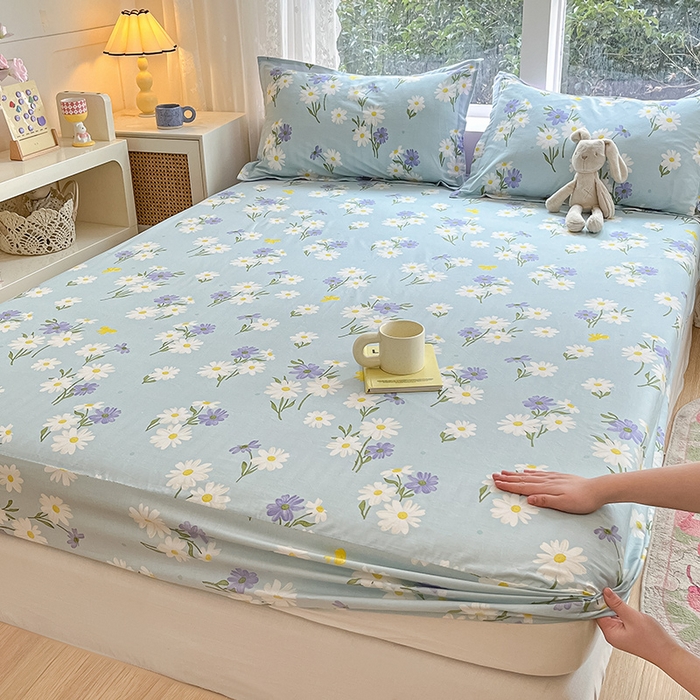 91家纺网 家纺一手货源 找家纺 绵庭家纺 2024新款AB版12868全棉印花单床笠  田苑花间