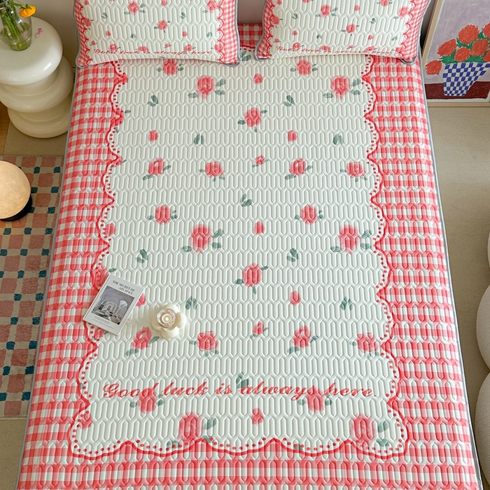 91家纺网 家纺一手货源 找家纺 美乐迪 2024新款大版乳胶凉席 玫瑰花园