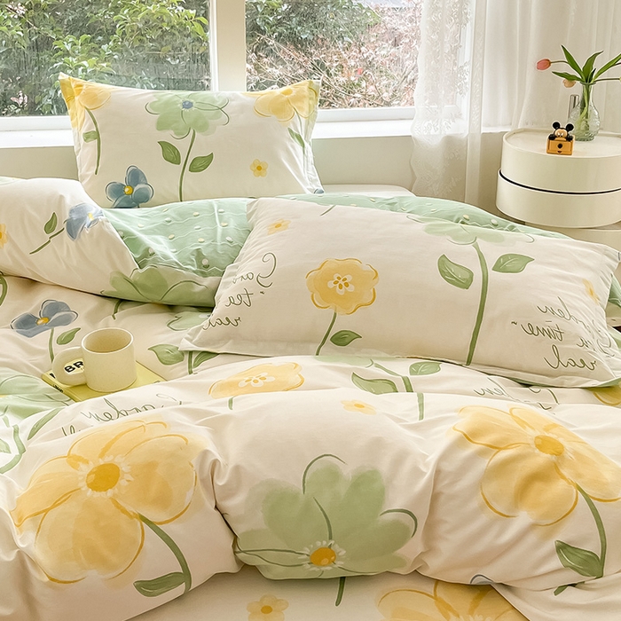 91家纺网 家纺一手货源 找家纺 绵庭家纺 2024新款AB版12868全棉印花单枕套 惊鸿仙子绿