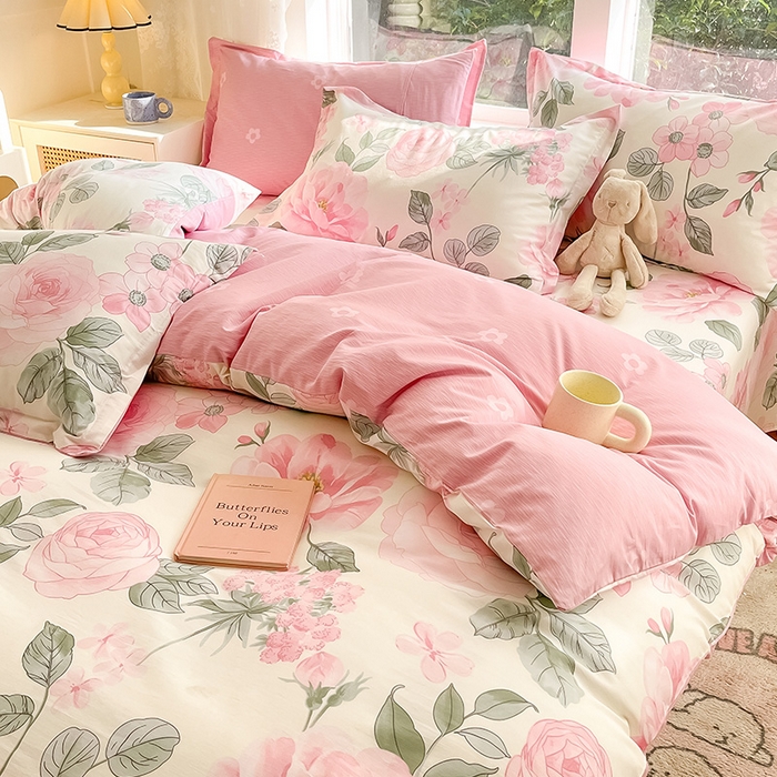 91家纺网 家纺一手货源 找家纺 绵庭家纺 2024新款AB版12868全棉印花单被套 云花妙染