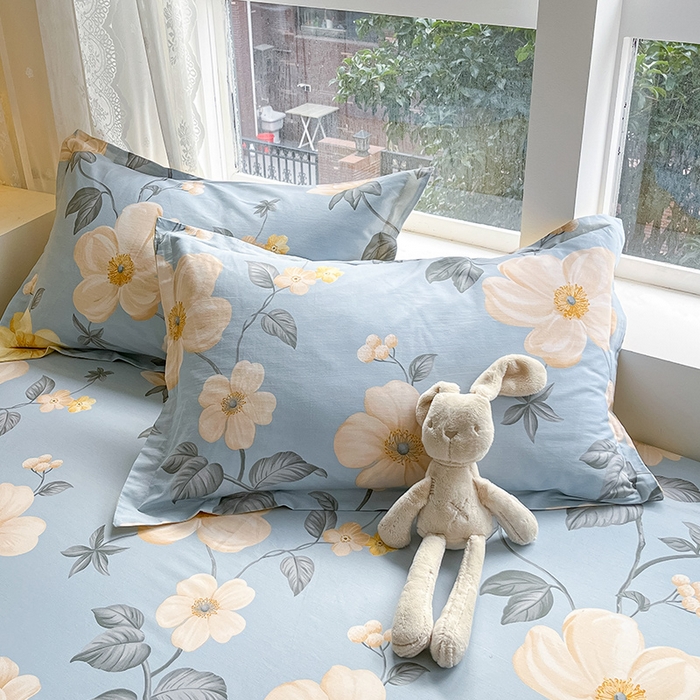 91家纺网 家纺一手货源 找家纺 绵庭家纺 2024新款AB版12868全棉印花单床笠  雅致花都