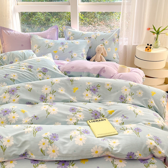 91家纺网 家纺一手货源 找家纺 绵庭家纺 2024新款AB版12868全棉印花单被套 田苑花间