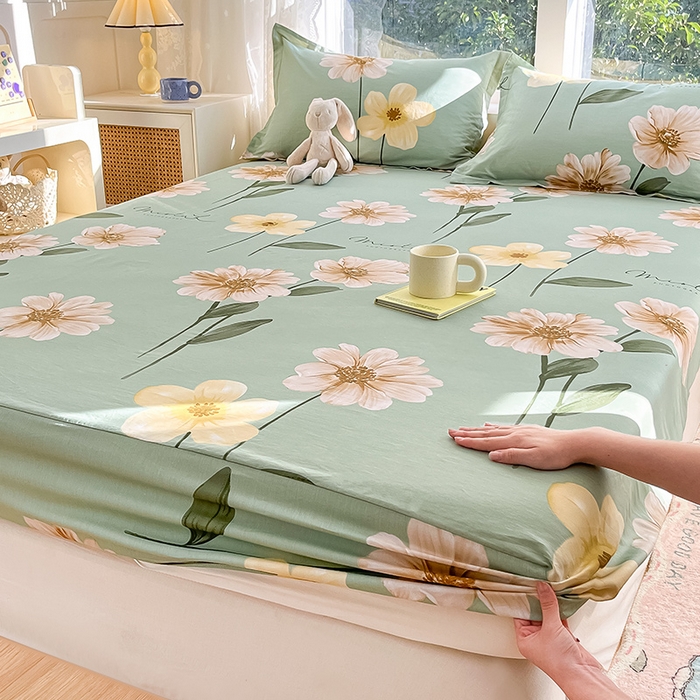 91家纺网 家纺一手货源 找家纺 绵庭家纺 2024新款AB版12868全棉印花单床笠  千垛嫚柔