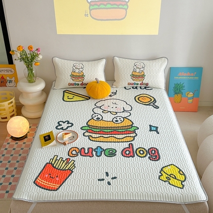 91家纺网 家纺一手货源 找家纺 美乐迪 2024新款大版乳胶凉席 汉堡狗