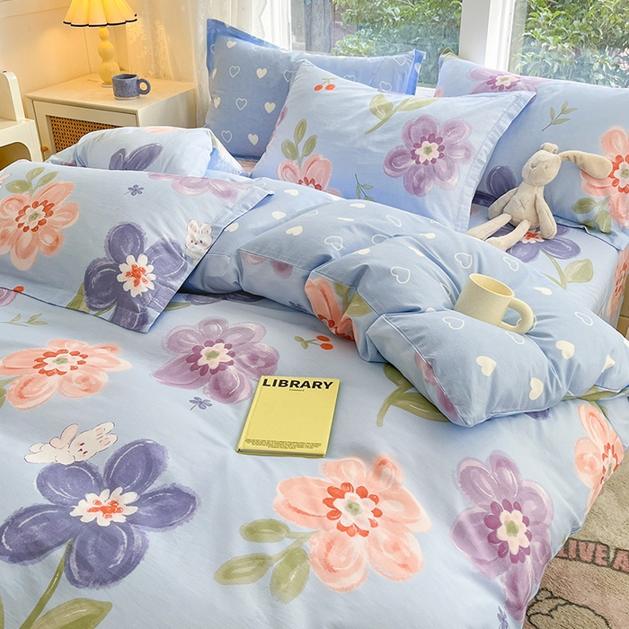 91家纺网 家纺一手货源 找家纺 绵庭家纺 2024新款AB版12868全棉印花单被套 繁花似锦