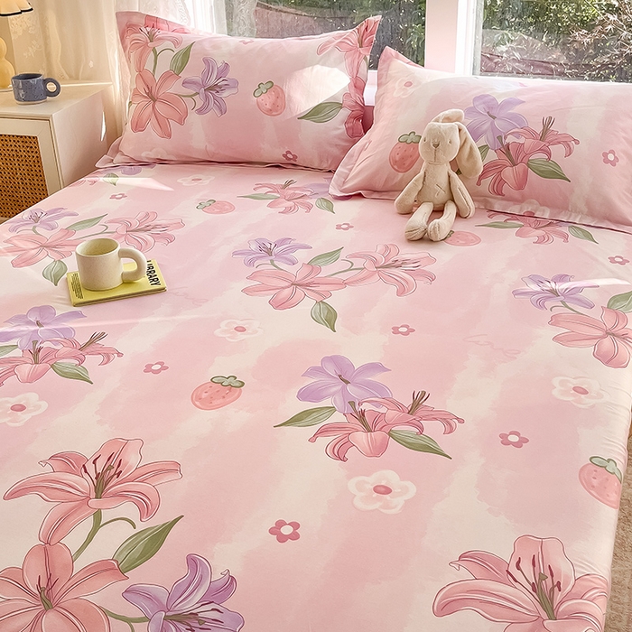 91家纺网 家纺一手货源 找家纺 绵庭家纺 2024新款AB版12868全棉印花单床笠  兰若幽香