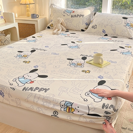 绵庭家纺 2024新款AB版12868全棉印花单床笠  蓝色小狗