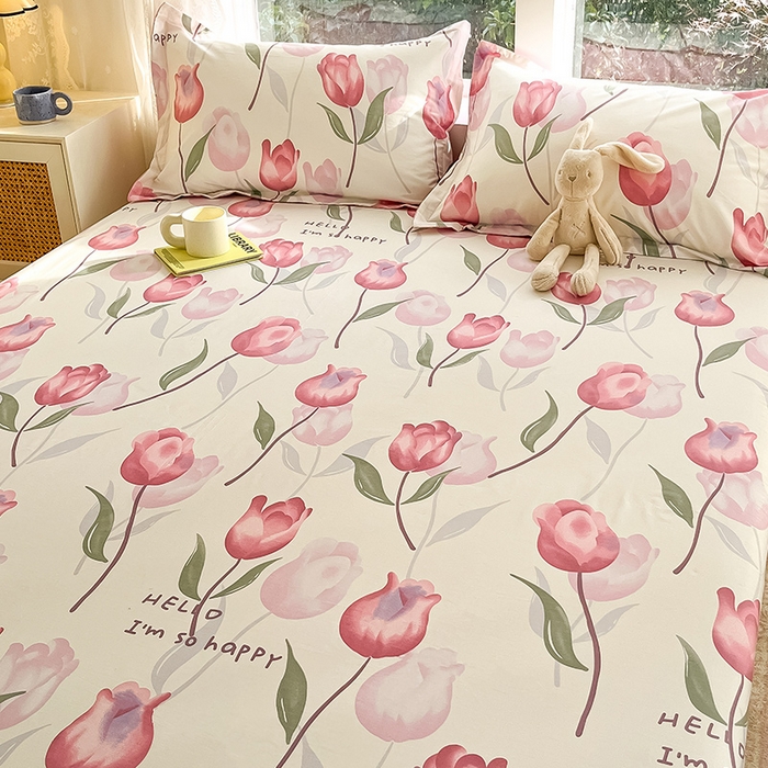 91家纺网 家纺一手货源 找家纺 绵庭家纺 2024新款AB版12868全棉印花单床笠  花梦里