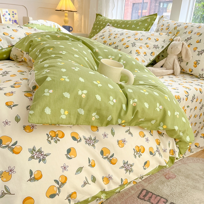 91家纺网 家纺一手货源 找家纺 绵庭家纺 2024新款AB版12868全棉印花单枕套 蜜橙