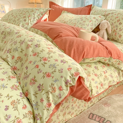 绵庭家纺 2024新款AB版12868全棉印花单被套 甜蜜花房