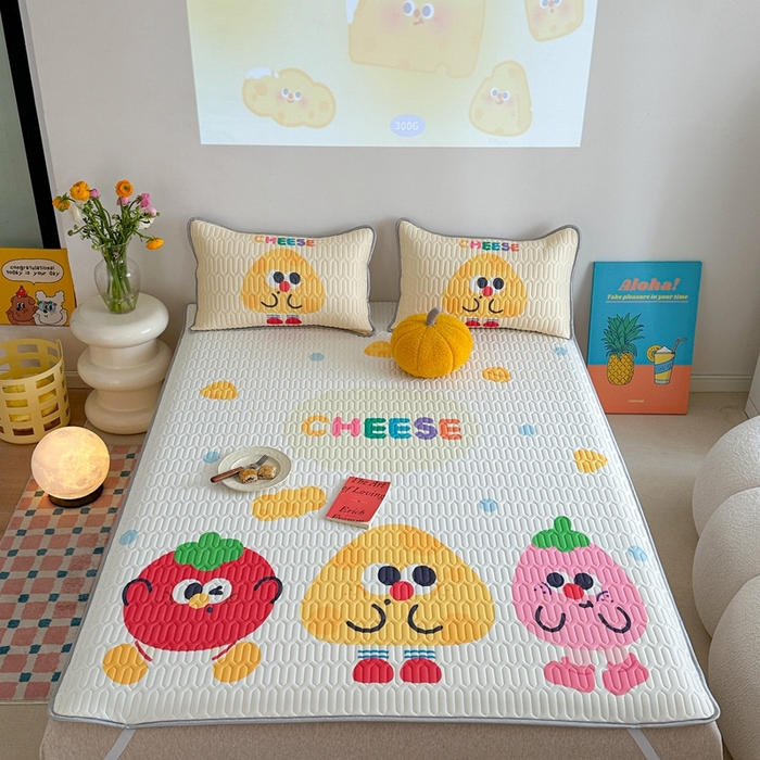 91家纺网 家纺一手货源 找家纺 美乐迪 2024新款大版乳胶凉席 奶油芝士