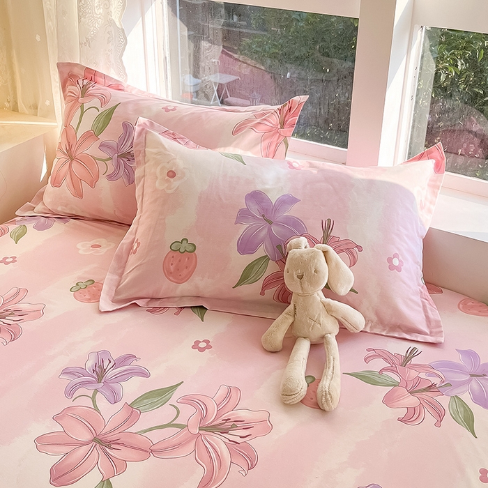 91家纺网 家纺一手货源 找家纺 绵庭家纺 2024新款AB版12868全棉印花单床笠  兰若幽香