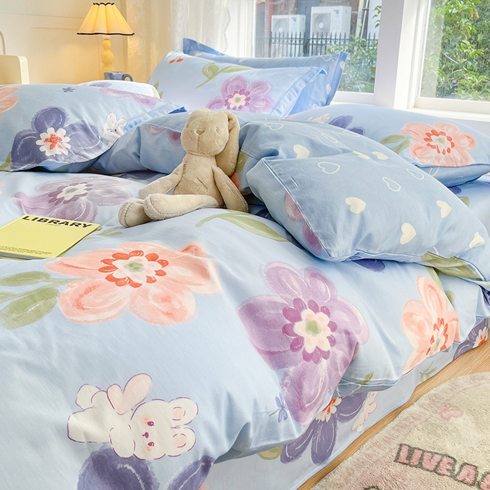 91家纺网 家纺一手货源 找家纺 绵庭家纺 2024新款AB版12868全棉印花单枕套 繁花似锦