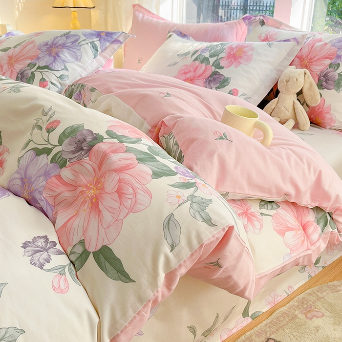 91家纺网 家纺一手货源 找家纺 绵庭家纺 2024新款AB版12868全棉印花单枕套 水榭听香-米