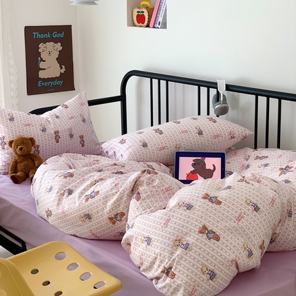 91家纺网 家纺一手货源 找家纺 （总）六巷胡同 2024新款40支全棉13372韩系INS卡通减龄篇四件套