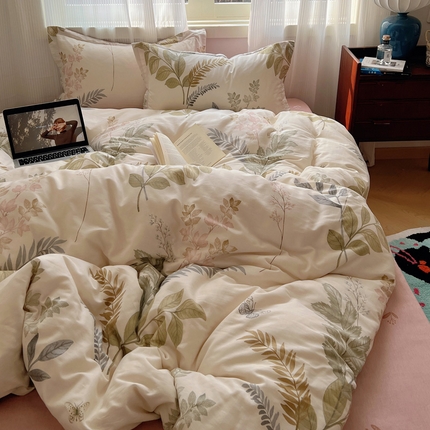 91家纺网 家纺一手货源 找家纺 （总）盛馨 2024全棉高支高密精梳棉小清新碎花四件套纯棉床笠三件套
