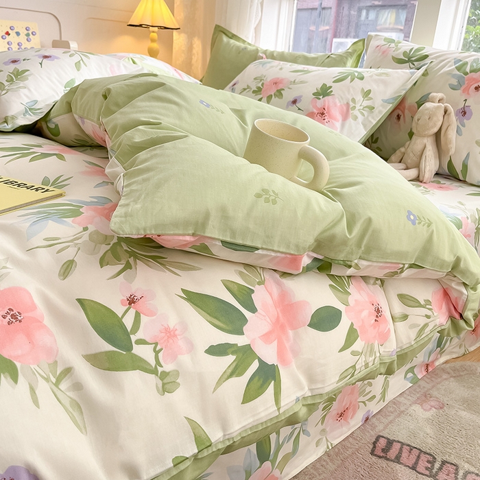 91家纺网 家纺一手货源 找家纺 绵庭家纺 2024新款AB版12868全棉印花单被套 繁花漫熳