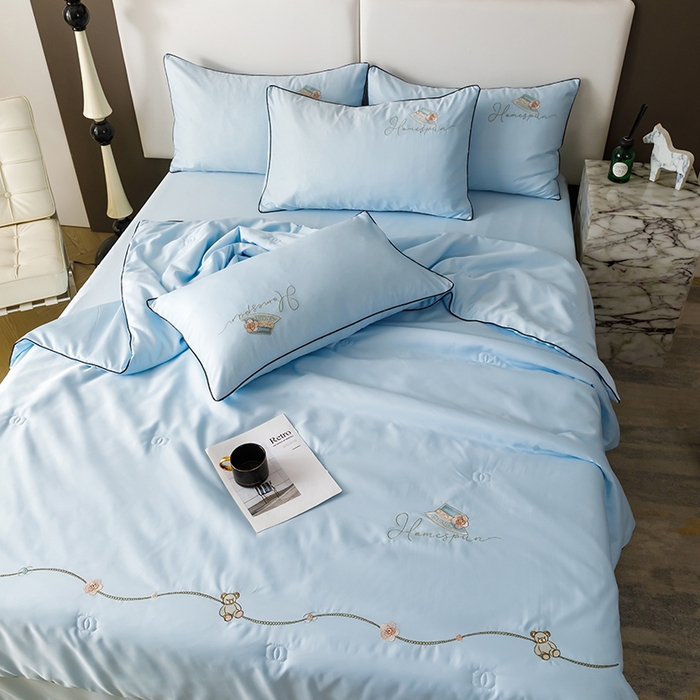 91家纺网 家纺一手货源 找家纺 欧冠家纺 2024新款大牌风水洗真丝绣花床笠被套夏被四件套公主日记系列-风格二 公主日记-风铃兰