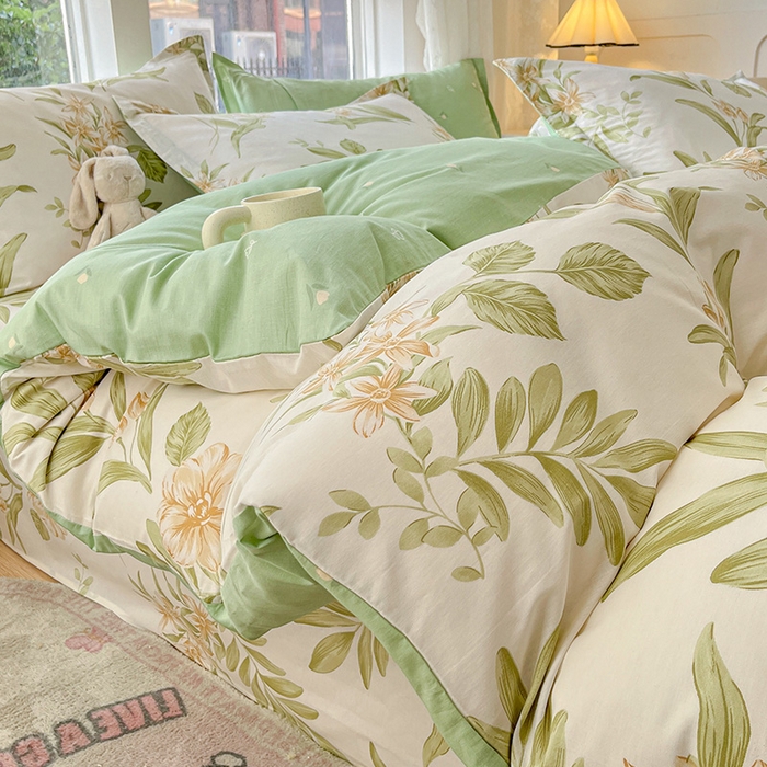 91家纺网 家纺一手货源 找家纺 绵庭家纺 2024新款AB版12868全棉印花单枕套 羽飞舞