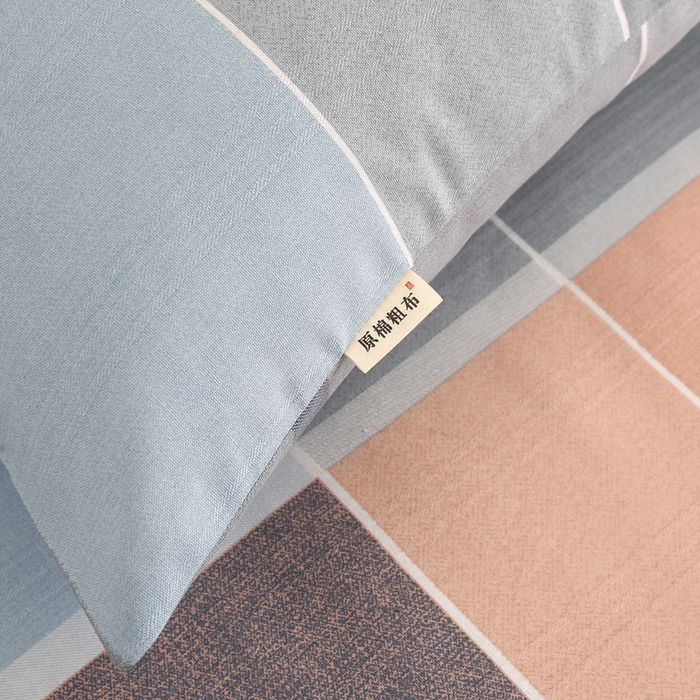 91家纺网 家纺一手货源 找家纺 棉乐町家居 2025新款三枚段条卷边老粗布床单套件 尚雅格调-原棉款