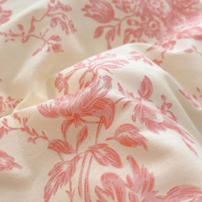 91家纺网 家纺一手货源 找家纺 绵庭家纺 2024新款AB版全棉印花系列四件套 藤蔓花影-粉