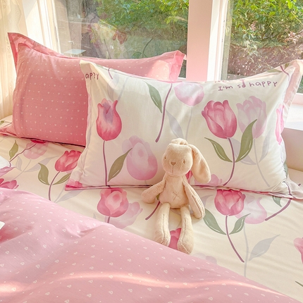 91家纺网 家纺一手货源 找家纺 绵庭家纺 2024新款AB版12868全棉印花单枕套 花梦里