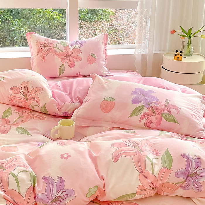 91家纺网 家纺一手货源 找家纺 绵庭家纺 2024新款AB版12868全棉印花单被套 兰若幽香